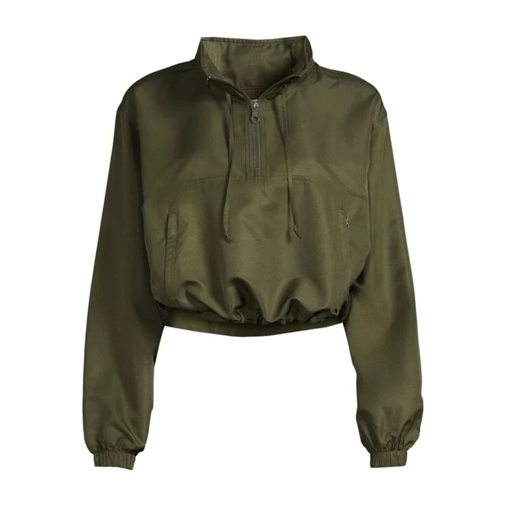 Crop windbreaker with hood
